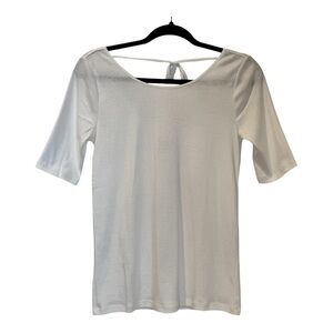 Ann Taylor White Scoop Neck Tie Back Top MP